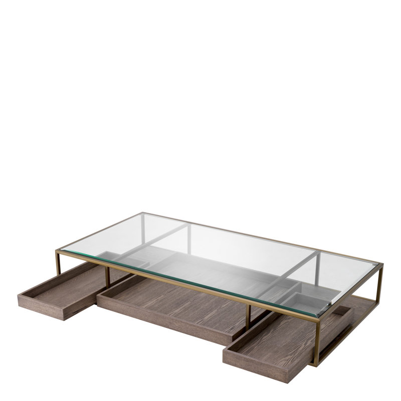 Coffee Table Roxton Brushed Brass Finish - Glass