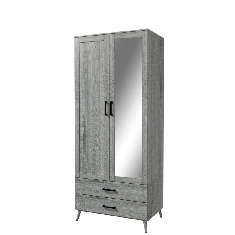 Bostick Solid Wood Wardrobe, Ash Grey/Ash Grey