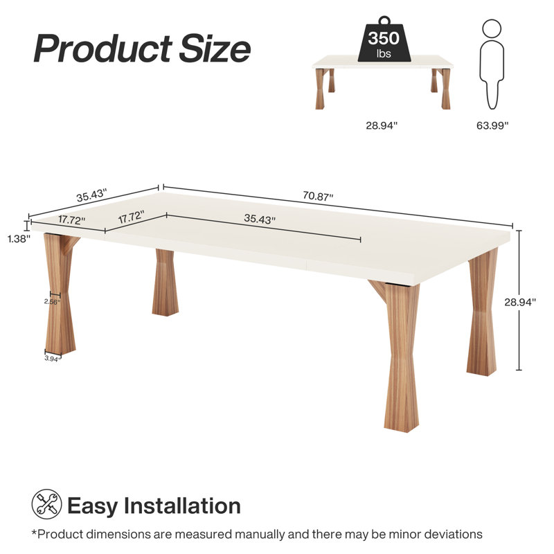Table de salle à manger Goudreau L 70,86 x l 34,43, Blanc / brun