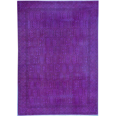 Wool Geometric Area Rug in Purple