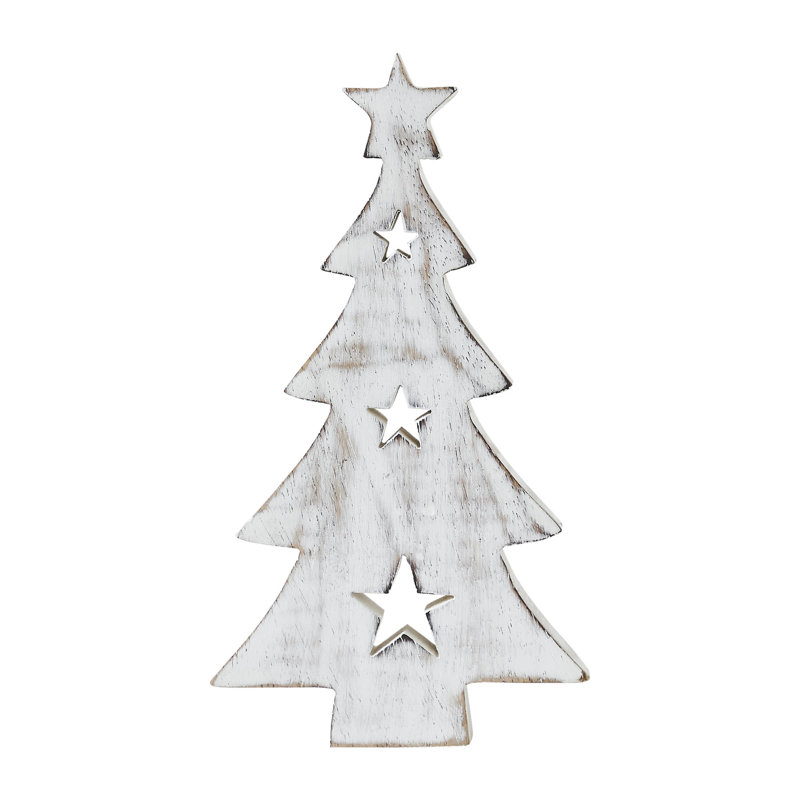 Figurine en bois arbre de Noël supérieur avec étoiles, H 8 po x l 4,5 po x P 1 po