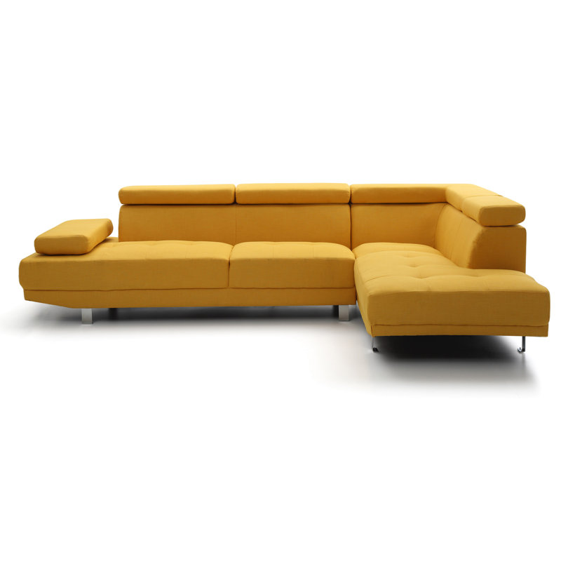 Canapé modulaire longue durée (sans repose-pieds), Tissu jaune