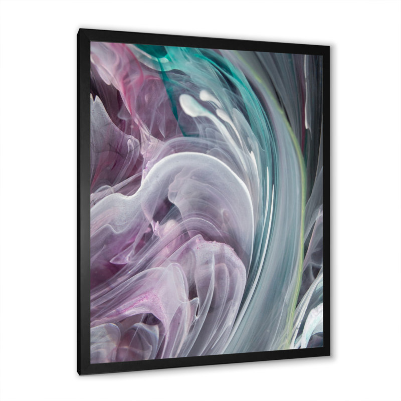 Turquoise et mauve liquide Flow Art IV - reproduction d'art moderne sur toile, H 8 po x l 12 po x P 1 po