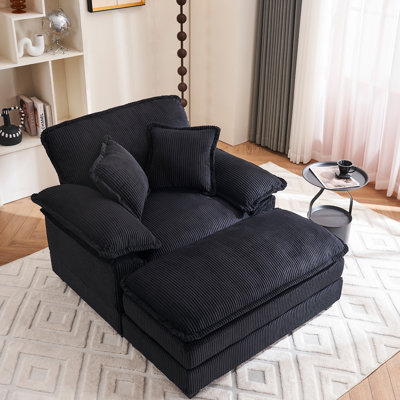Danicah 46.9'' Wide Single Sofa With Ottoman, Comfy Upholstered Lounge Couch Chair With Ottoman
