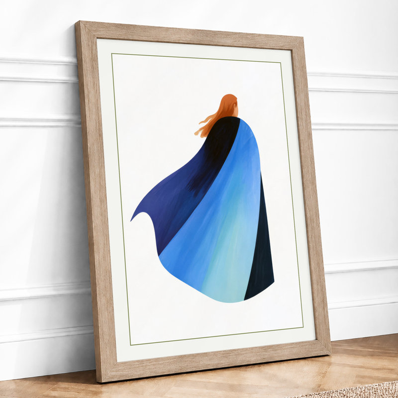 Figure In Blue Minimalist - Print, A2 - 59.4 x 42.0 cm, Oak