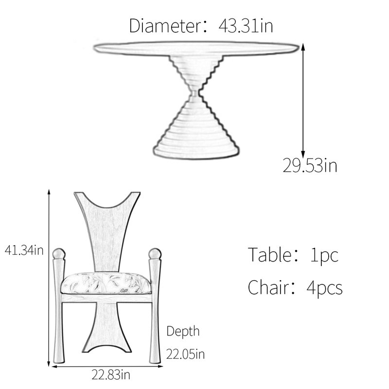 Round unique simple dining table, 29.53”H x 43.31”L x 43.31”W, Black