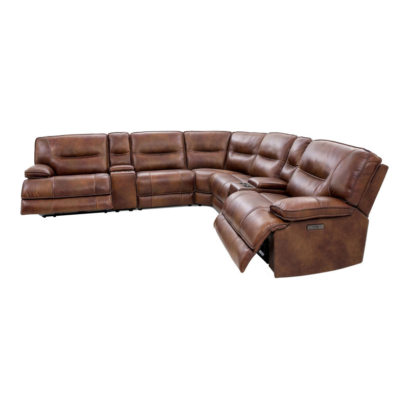 Canapé modulaire inclinable en cuir 130,5 po