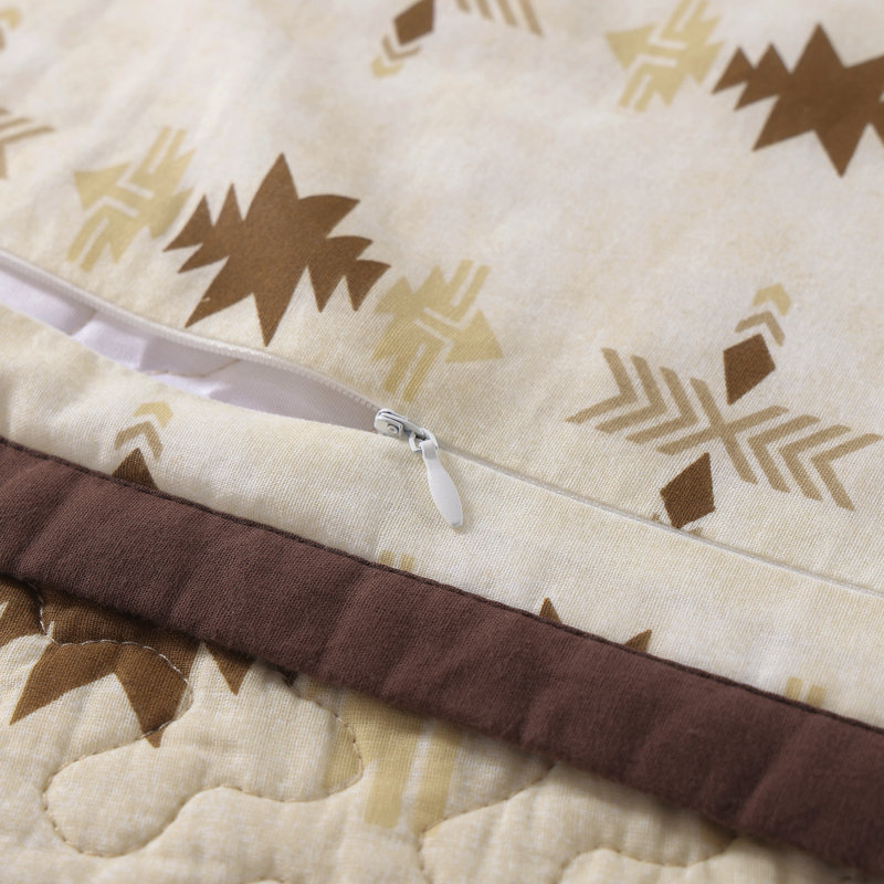 King Size Brown Cotton Reversible Quilt Set with Pillow Shams