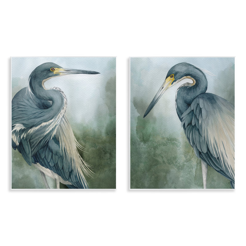 Ensemble de 2 plaques murales Bayou King Herons, design par Grace Popp