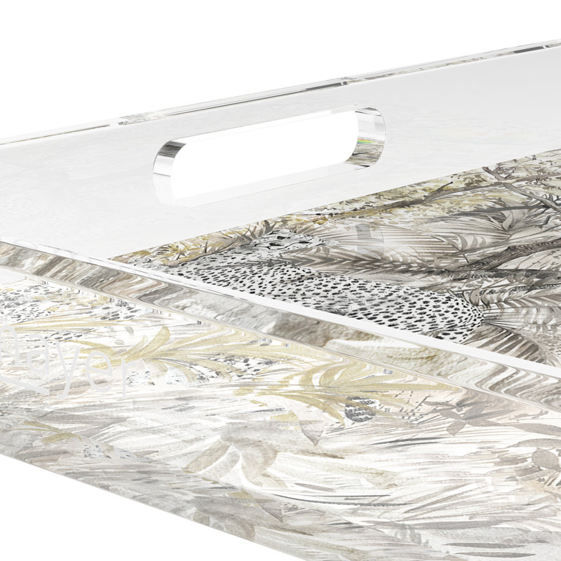 Arcadia Chettah Scene Acrylic Square Decorative Tray, 2" x 18" W x 18" D