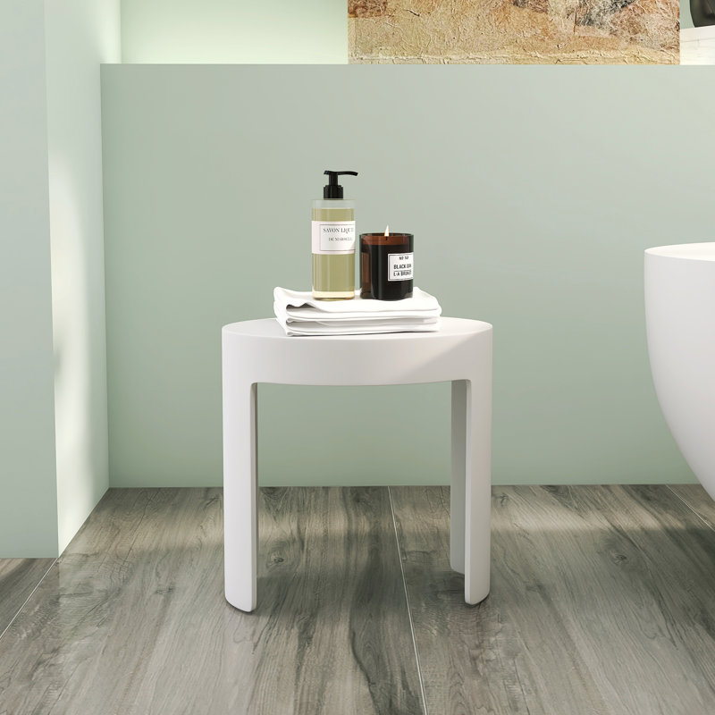 Tabouret de douche autoportant en surface solide de 43 cm (17 po), banc de douche blanc