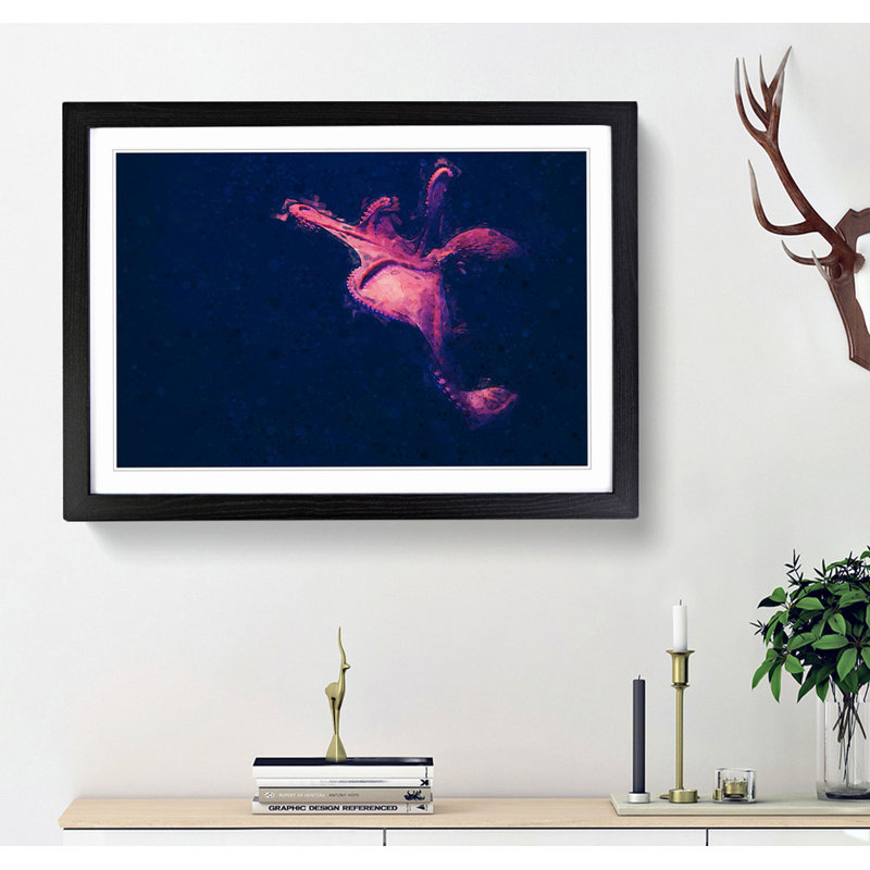 The Octopus in Abstract - Picture Frame Graphic Art Print, Black Framed, 62cm H x 87cm W x 2cm D