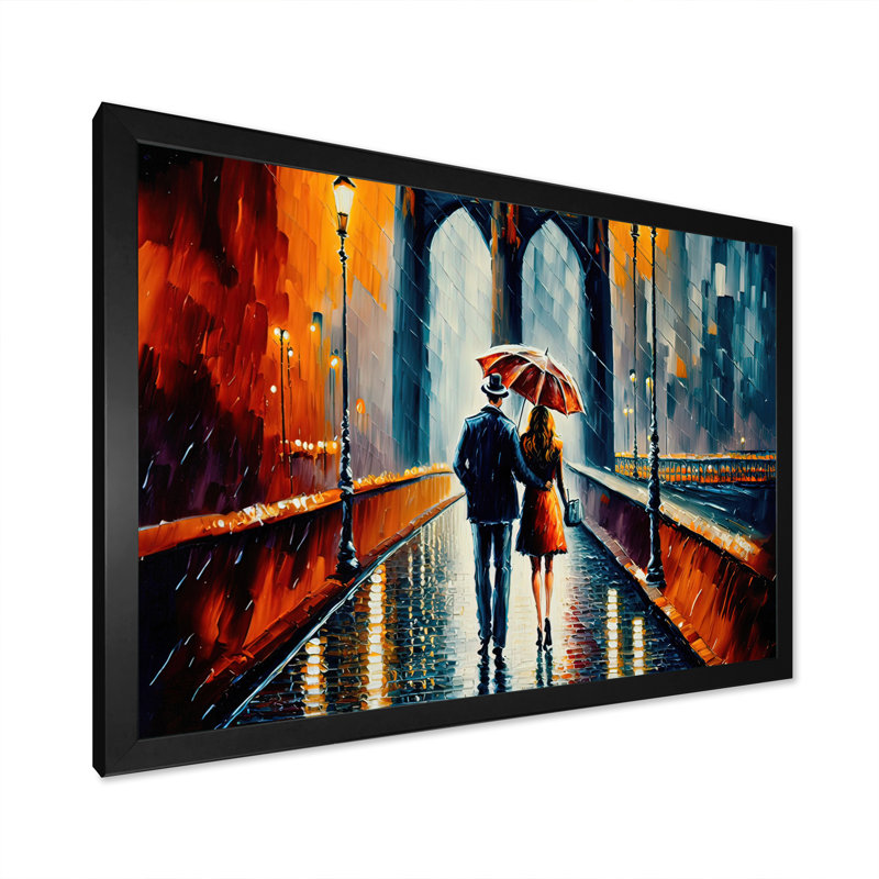 Promenade romantique - Impression sur toile, Impression noire sur toile encadrée, H 12 po x l 20 po x P 1 po
