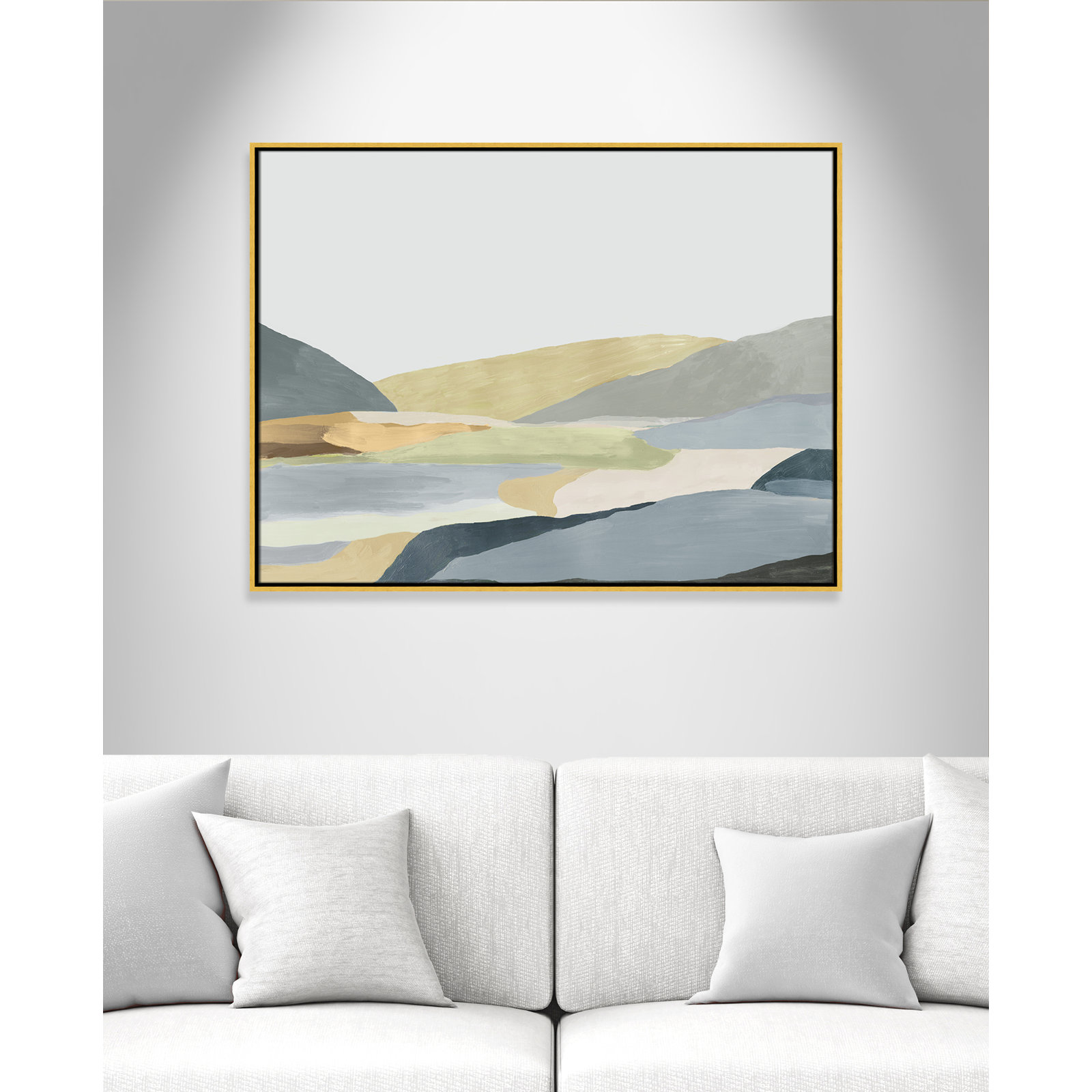 Blair "Warm Hills II" Painting, 31.5" H x 41.5" W x 2" D, Gold Canvas