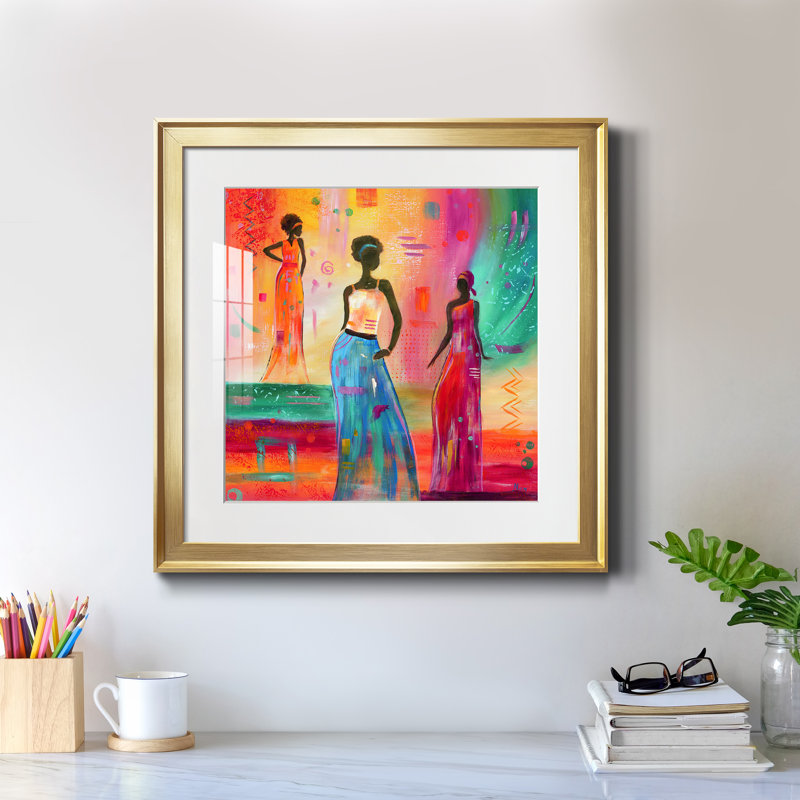 Strike a Pose II - peinture encadrée, Papier encadré doré, H 17,5 po x l 17,5 po x P 1,5 po