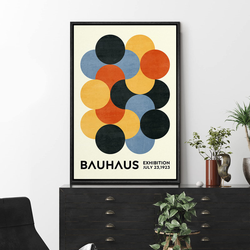 Abstrait, blocs de couleurs vibrantes, géométrique, cercle coloré, polyhaus de Bauhaus, Noir, H 36 po x l 24 po