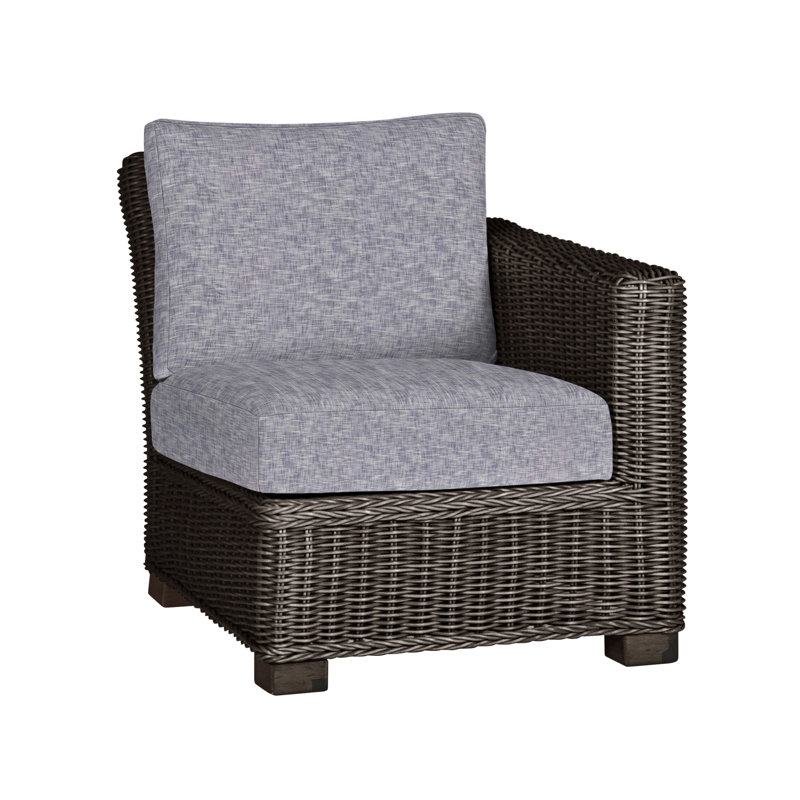 Canapé modulaire rustique tissé à droite - noyer noir, Pas de soudure, Noir noyer, Sunbrella® argent Verona