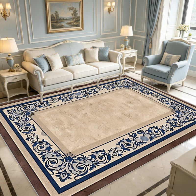 Blue & Beige carpet-easy to clean, machine-washable, soft and comfortable; suitable for door mats, kitchens, living rooms, bedrooms, corridors, and laundry areas. Easy to clean, durable carpet for home decoration.