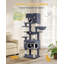 Arbre à chat 70,1 pouces pour chats d'intérieur, grattoir multicouche avec grande plateforme, 2 grottes, 7 poteaux en sisal, pompons, panier à chat, hamac, convient aux chats, gris foncé-489551147-489551144