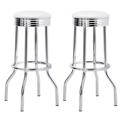 Midge White Upholstered Metal Swivel Bar Stool  (2 Of Set)