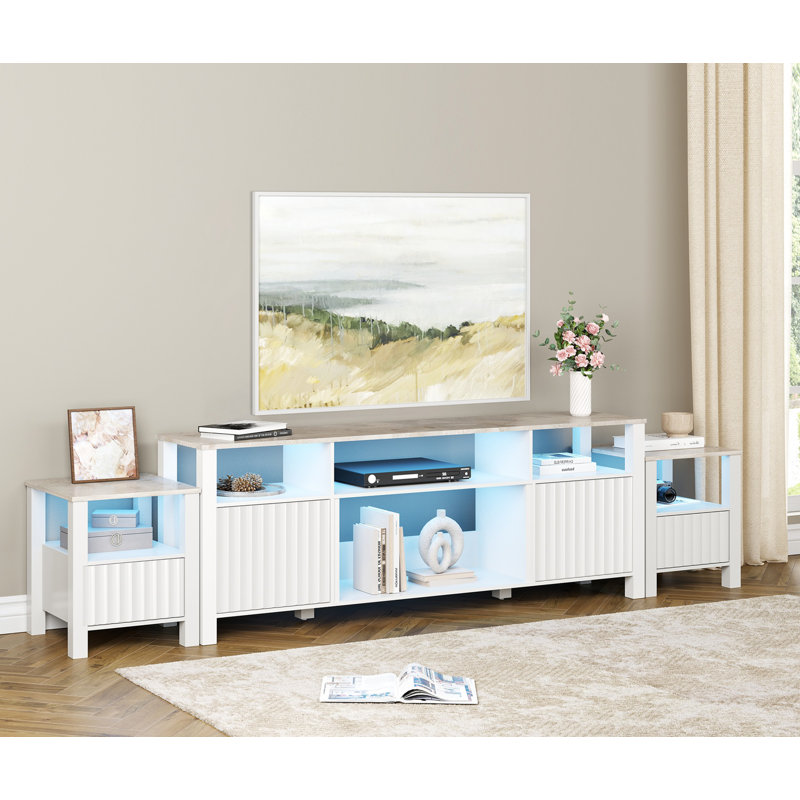 Crédence de rangement l 105 po Elisames, Blanc / bleu