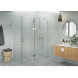 Halo 58 in. x 38 in. x 78 in. 90-degree Fully Frameless Glass Hinged Shower Enclosure