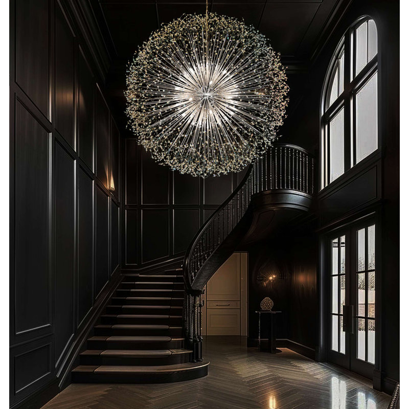 Lustre en cristal Luxe Starburst, Argent, 32", 16 lumières