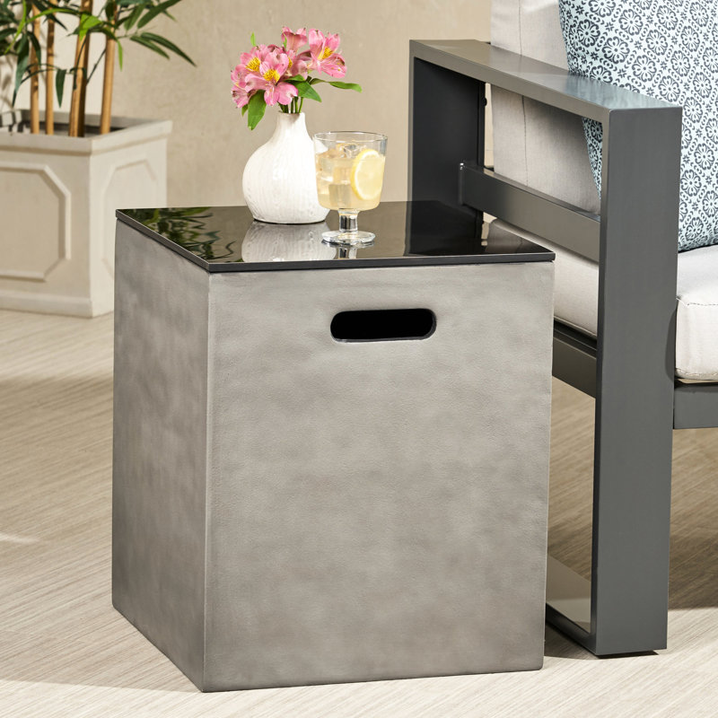 Table d'appoint moderne en céramique avec support de réservoir en béton léger