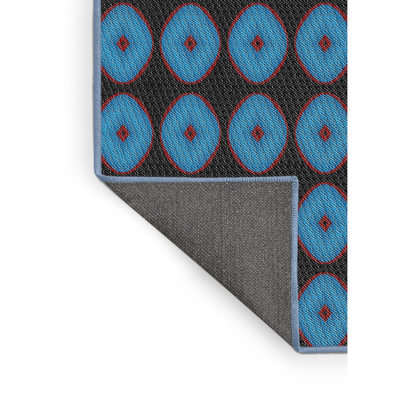 Tapis bleu/noir à motifs, Rectangle 5 pi x 7 pi