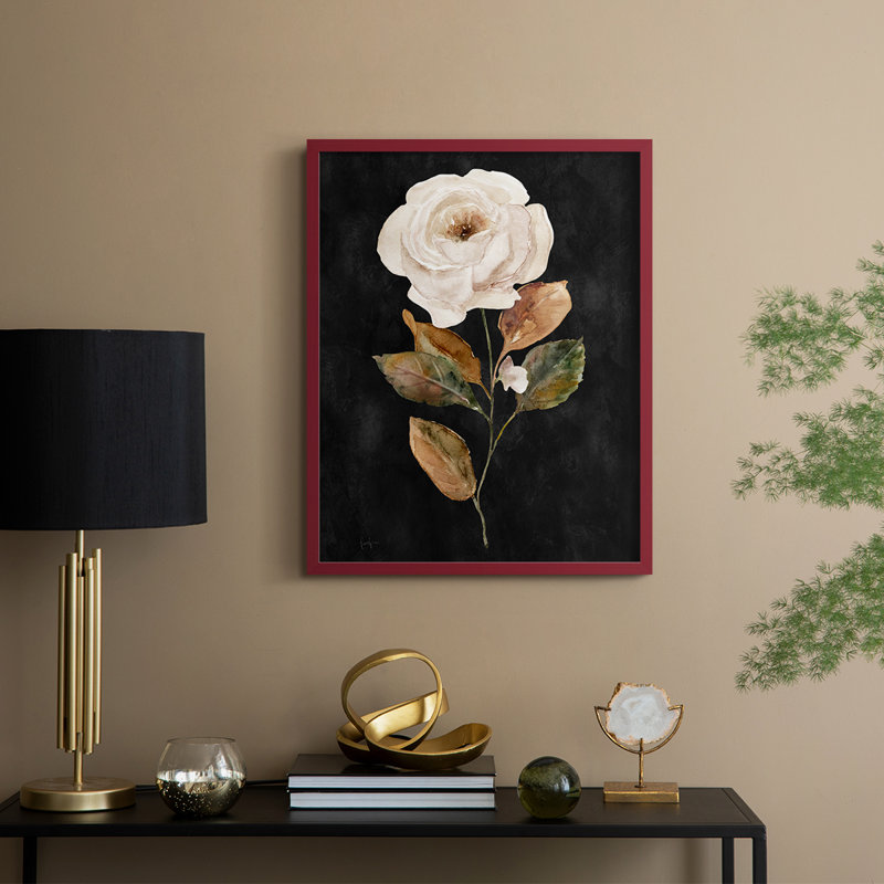 «Botanical on Black Wash II», reproduction encadrée - bois massif, H 11 po x l 9 po, Rouge