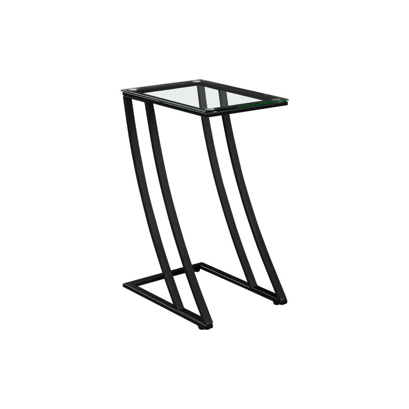 Cannava Accent Table, C-shaped, End, Side, Snack, Living Room, Bedroom, Metal, Tempered Glass, Black