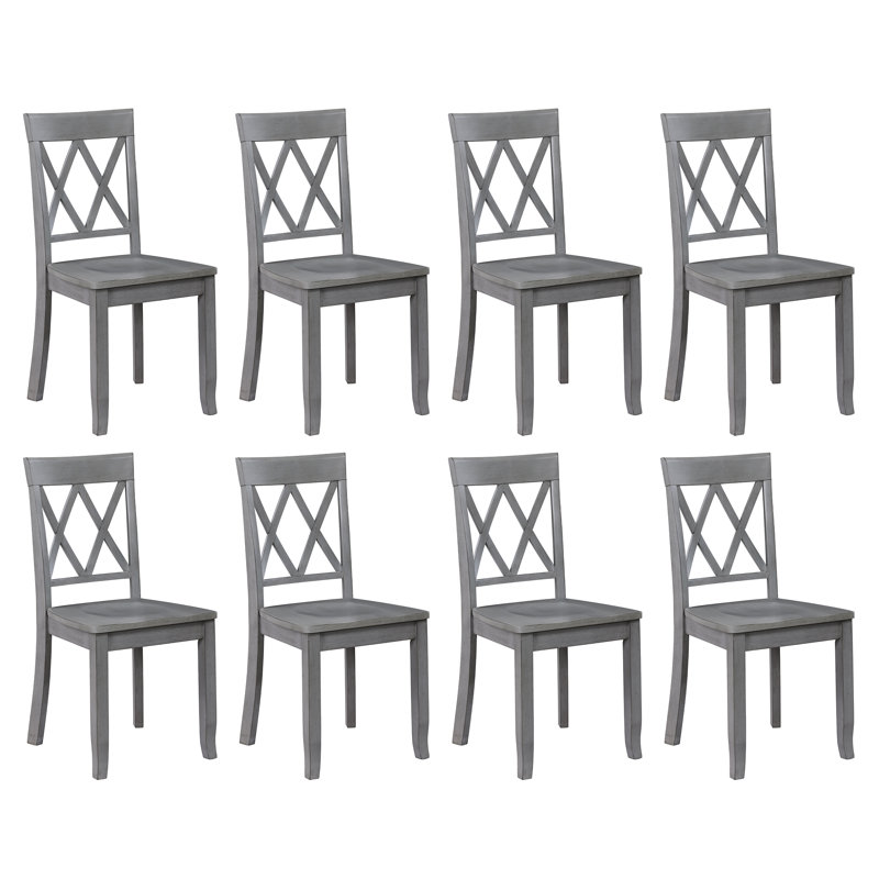 Brookner Wood Cross-Back Dining Chairs, Antique Grey, 8