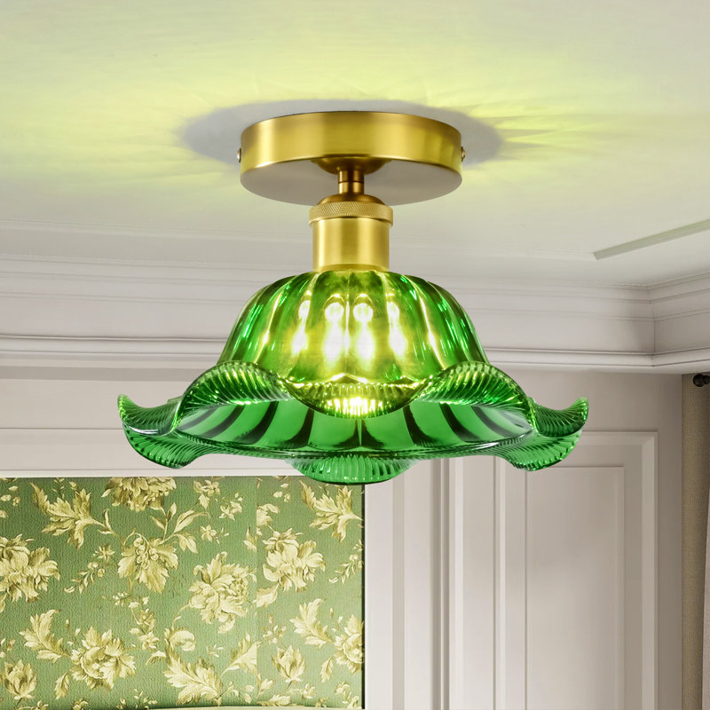 Plafonnier encastré en verre à 1 lumière Morvan, Vert