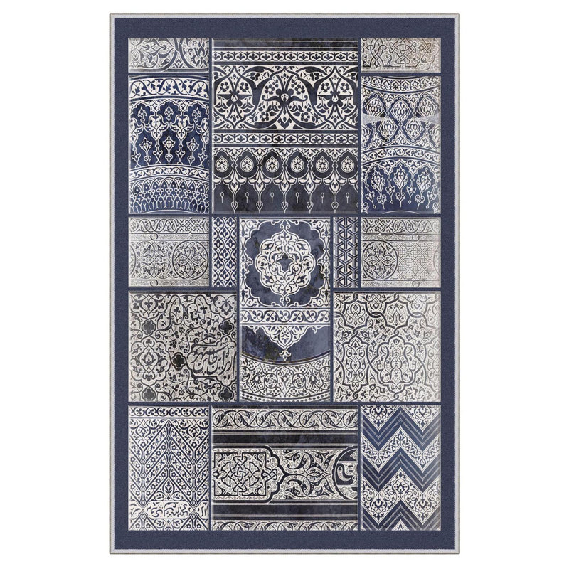 Tapis de couloir élégant, 100% polyester, hauteur de poils de 0,3 po | Pois antibactérien antidérapant en PVC | Design tissé avec impression numérique 3D | Lavable à la machine, parfait pour la décoration intérieure et le confort