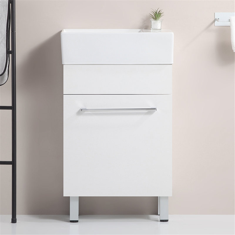 Meuble-lavabo contemporain avec lavabo en céramique