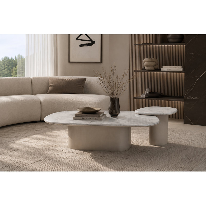 Universum Marble Nesting Coffee Table, White