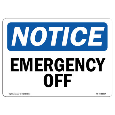 Emergency Off Aluminum Sign 12 x 18