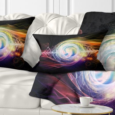 Bright Wave Particle in Air on Black - Abstract Printed Pillow