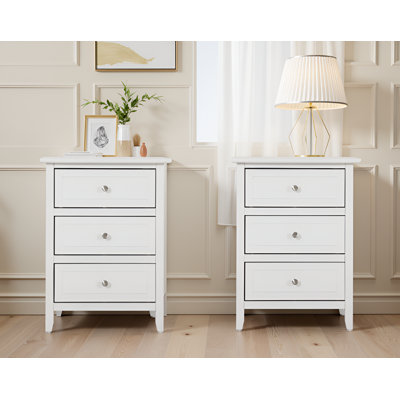 Ensemble de 2 tables de chevet blanches 3 tiroirs Lurne
