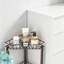 Tablette de rangement de douche à 3 niveaux en acier inoxydable avec 12 crochets et patins adhésifs-129940389