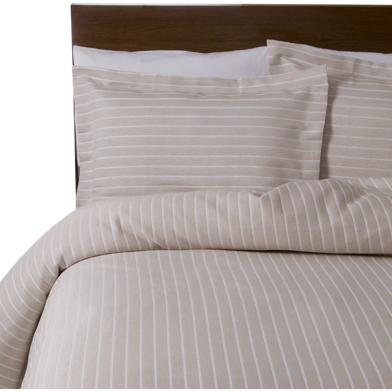 Imogene Cotton Blend Striped Duvet Cover Set with Pillowcases Included, Double Duvet Cover + 2 Standard Pillowcases, Linen