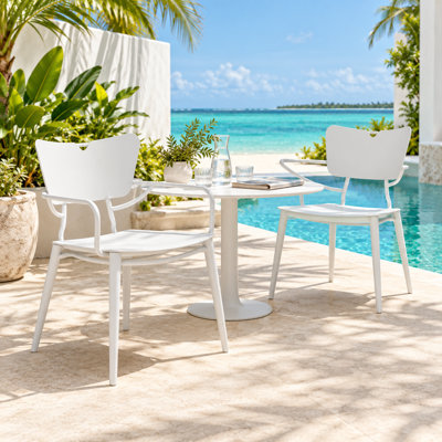 Holland Aluminum Outdoor White Dining Chair Modern Minimalist Patio Garden Terrace Dining Seating