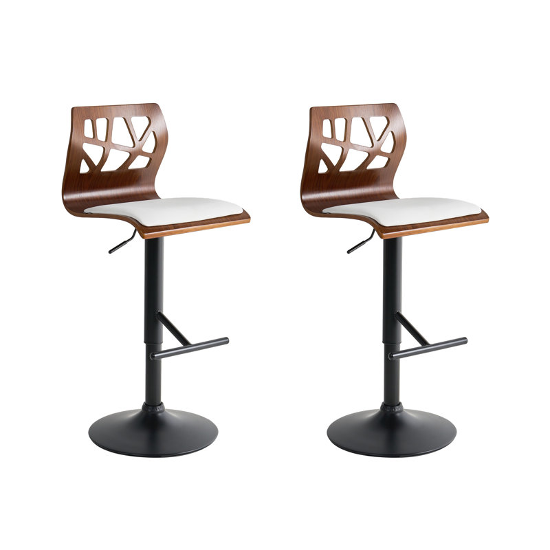 Swivel Upholstered Adjustable Height Counter Stool, White, Matt Black