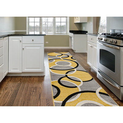 Doucet Geometric Yellow/Gray/Black Area Rug