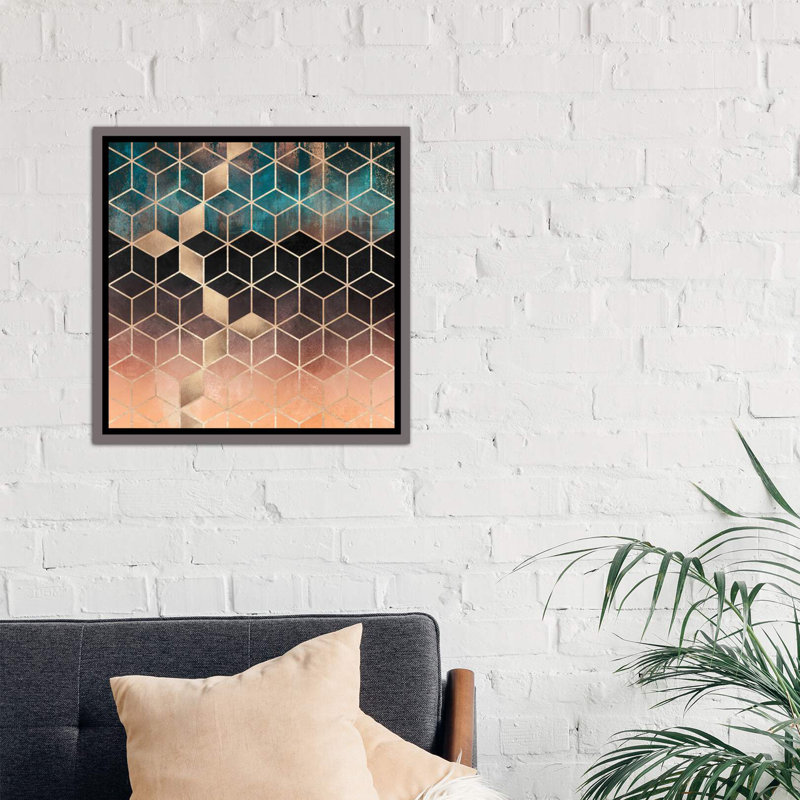 «Ombre Dream Cubes» par Elisabeth Fredriksson - impression d'art graphique, H 26 po x l 26 po x P 1,5 po