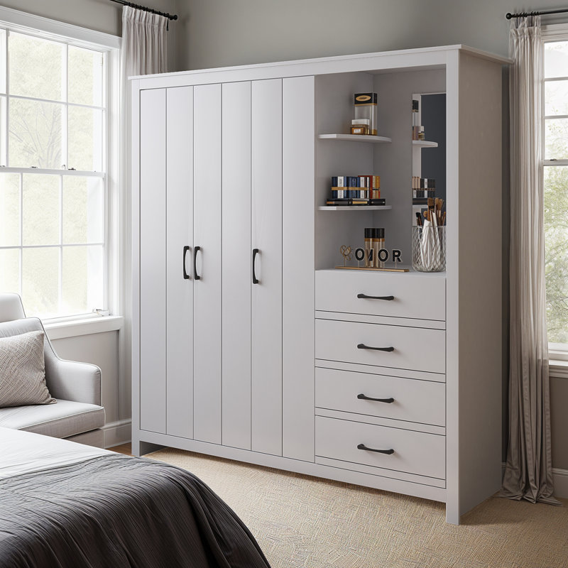 Limestone 3-Door Combi Fitment Wardrobe, White