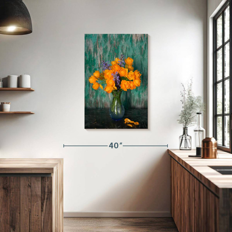 Vase Harnek de fleurs jaunes, H 36 po x l 24 po