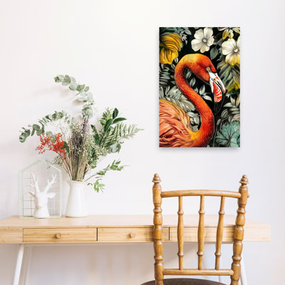 «Flamant tropical», art mural coloré