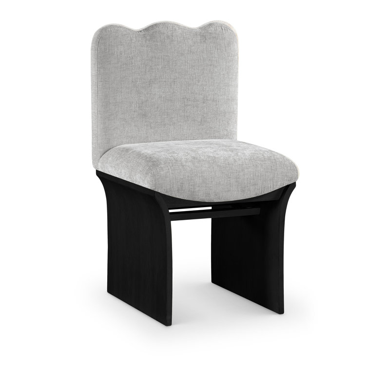 Shaw Cassady Chenille Fabric Upholstered Dining Chair, Grey Chenille Fabric, Black