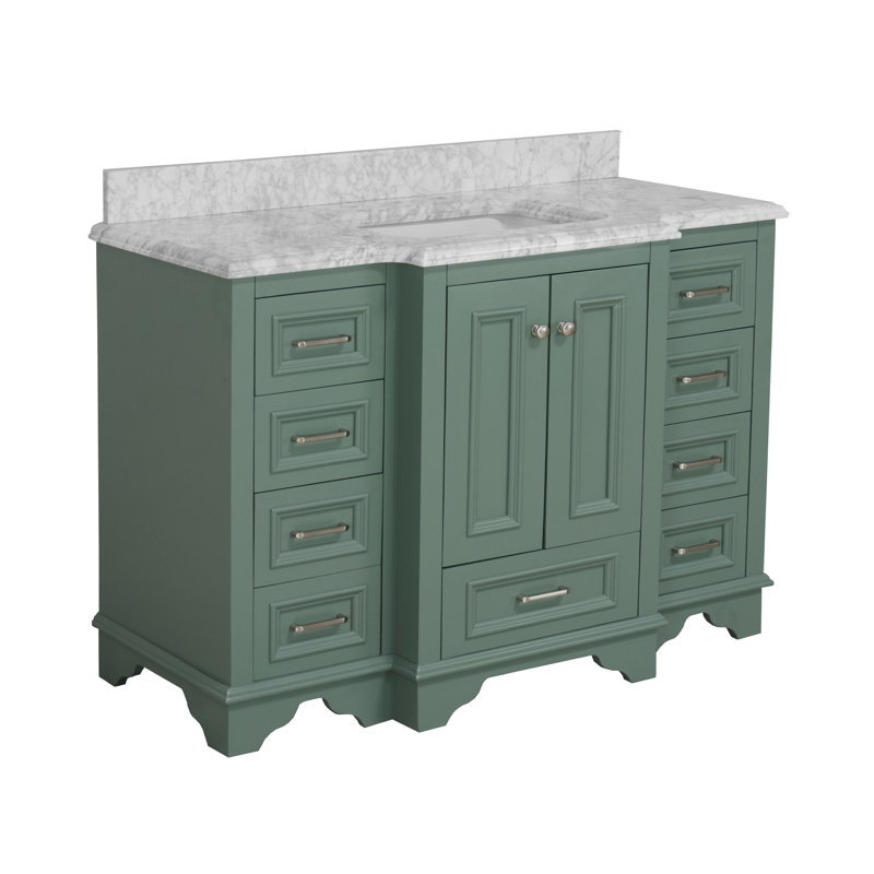 Loughlam 48'' Single Bathroom Vanity with Top, Carrara Marble, Sage Green